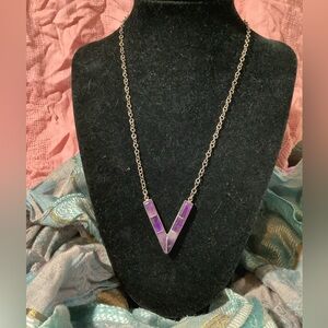 Purple V-Shaped Pendant Necklace